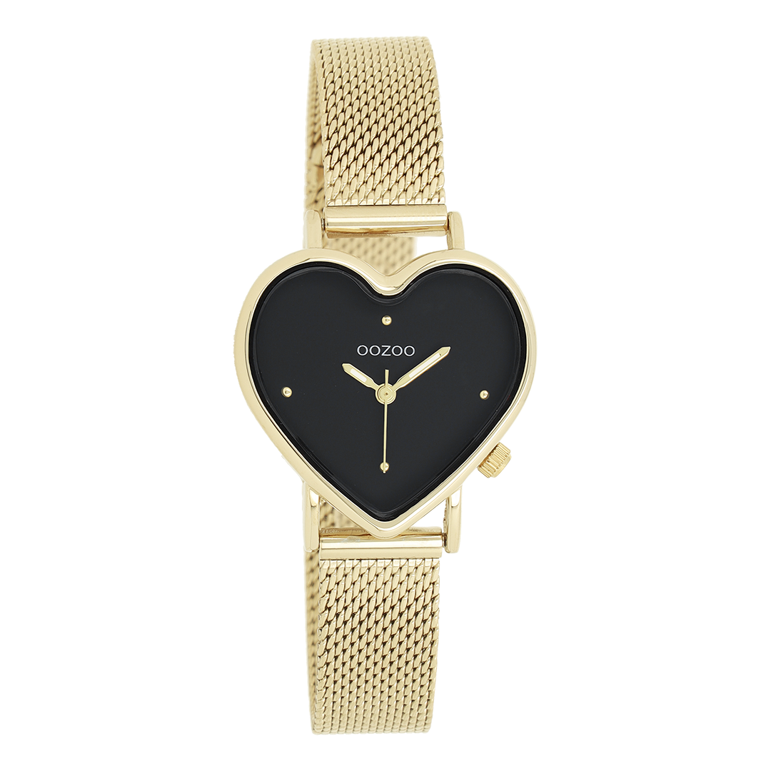 Gold coloured OOZOO watch with metal mesh bracelet - C11417