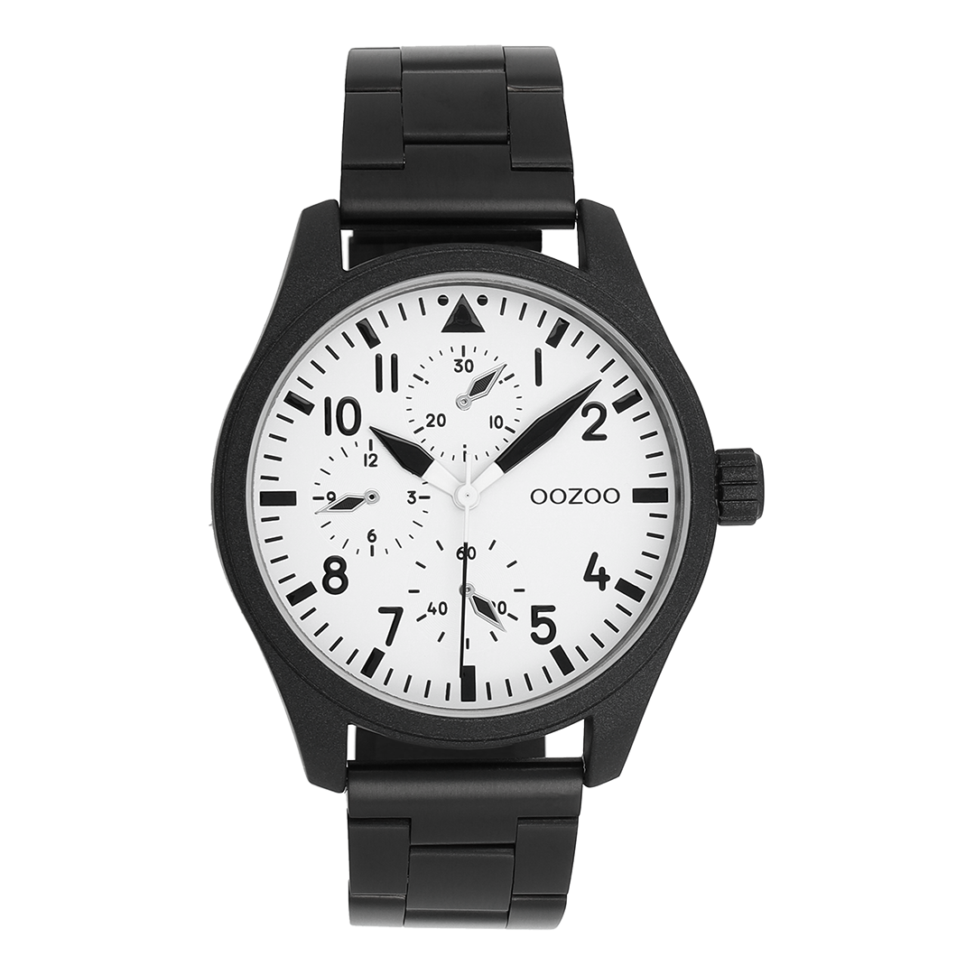 Black OOZOO watch with stainless steel bracelet - C11508