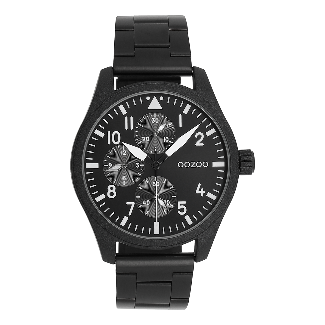 Black OOZOO watch with stainless steel bracelet - C11509