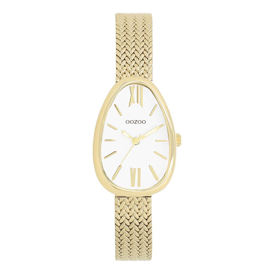 Gold coloured OOZOO watch with metal v-mesh bracelet - C11641
