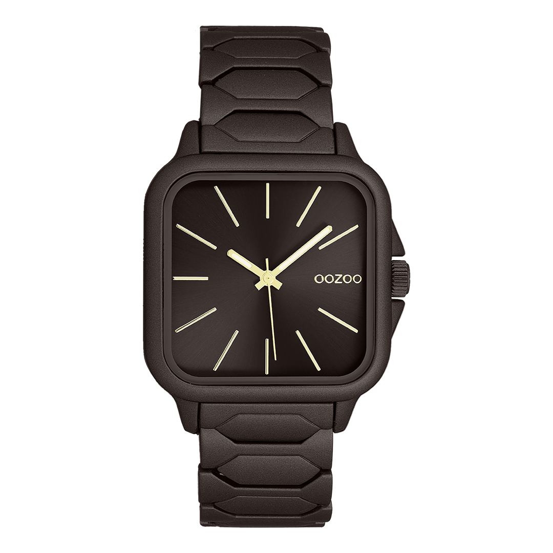 Dark brown OOZOO watch with stainless steel bracelet - C11664