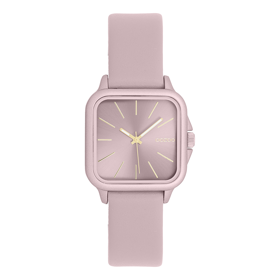 Pink OOZOO watch with leather strap - C11667