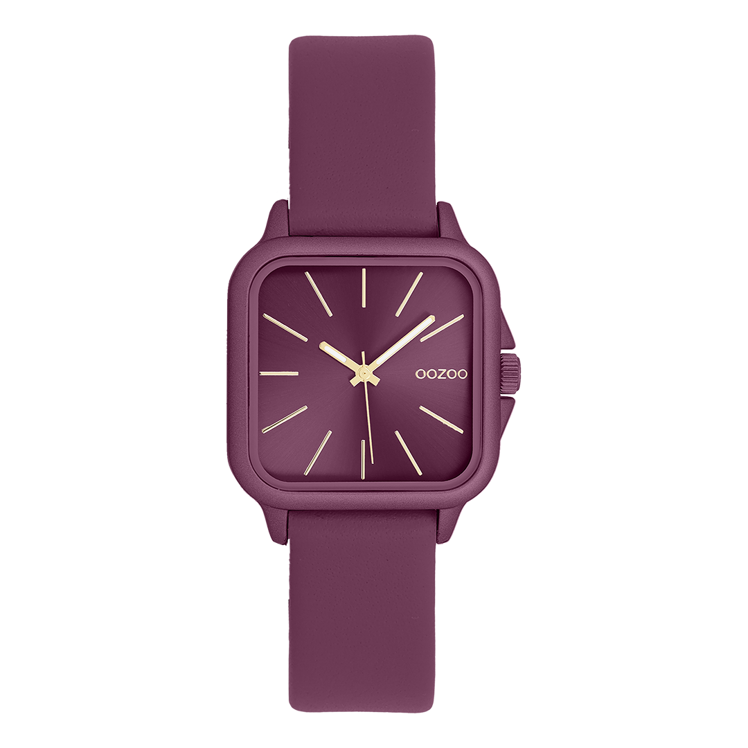 Burgundy OOZOO watch with leather strap - C11668