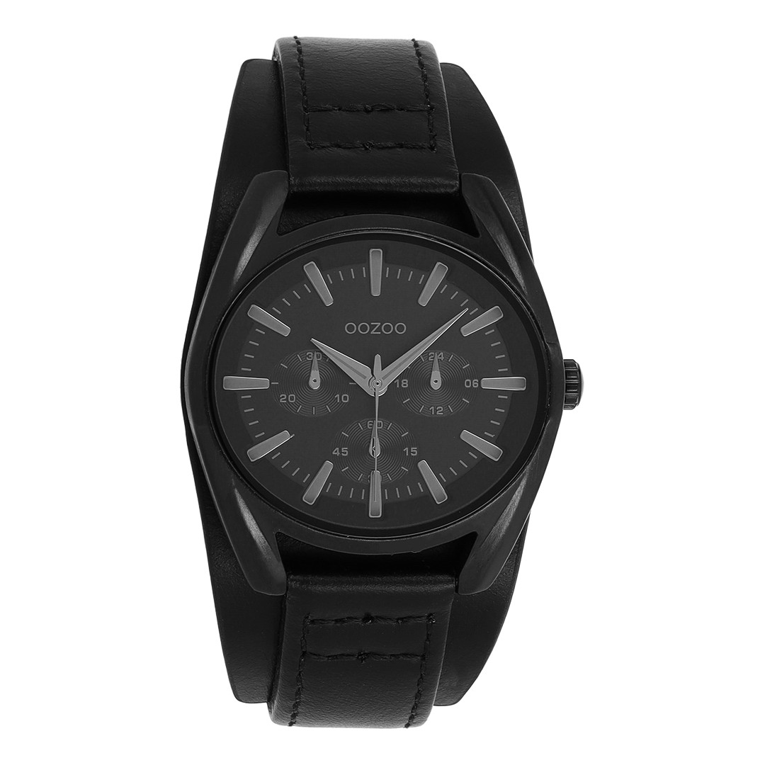 Black OOZOO watch with leather strap - C11704