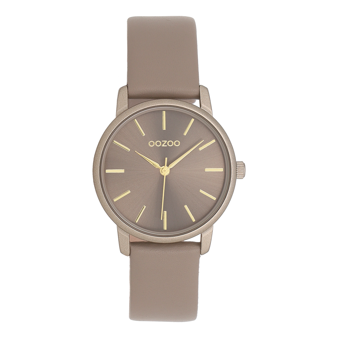 Taupe OOZOO watch with leather strap - C11730