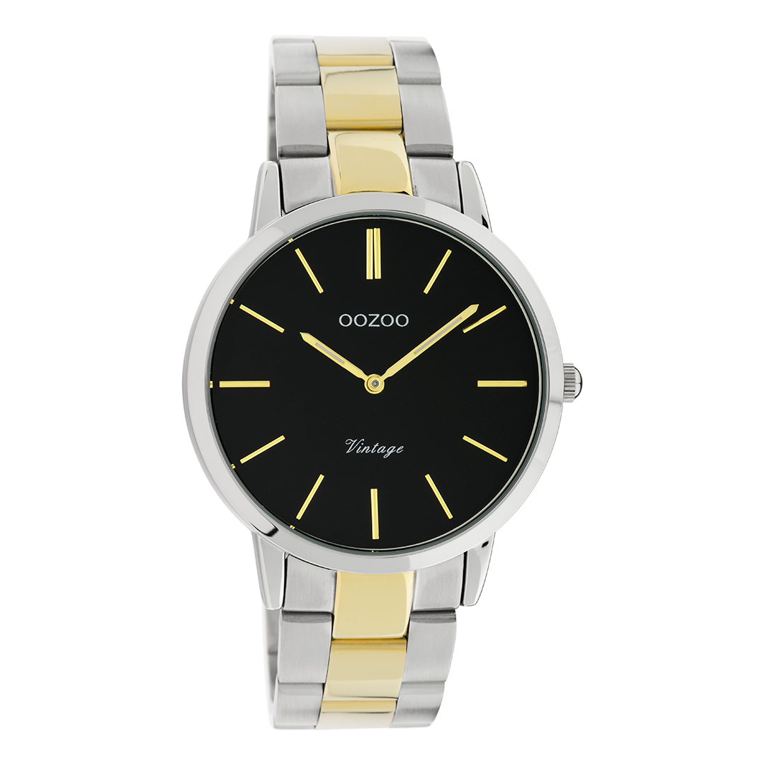 Silver coloured OOZOO watch with silver/gold coloured stainless steel bracelet - C20104