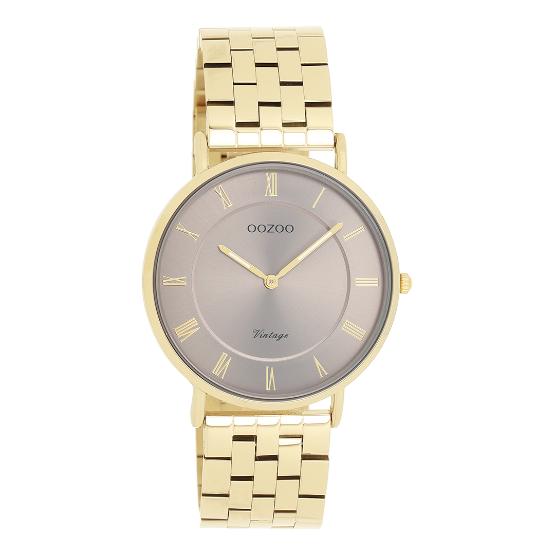 Gold coloured OOZOO watch with stainless steel bracelet - C20370