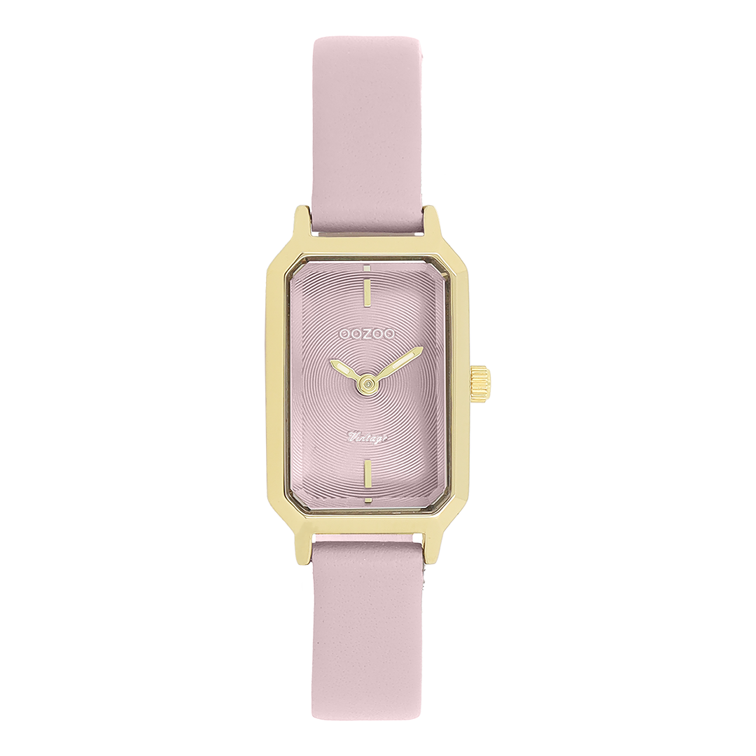Gold coloured OOZOO watch with pink leather strap - C20452