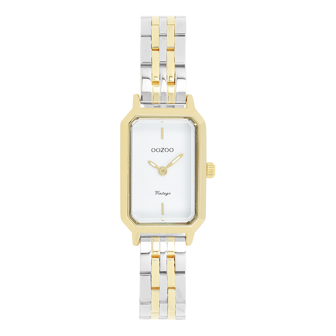 Gold coloured OOZOO watch with silver coloured/gold leather strap - C20454