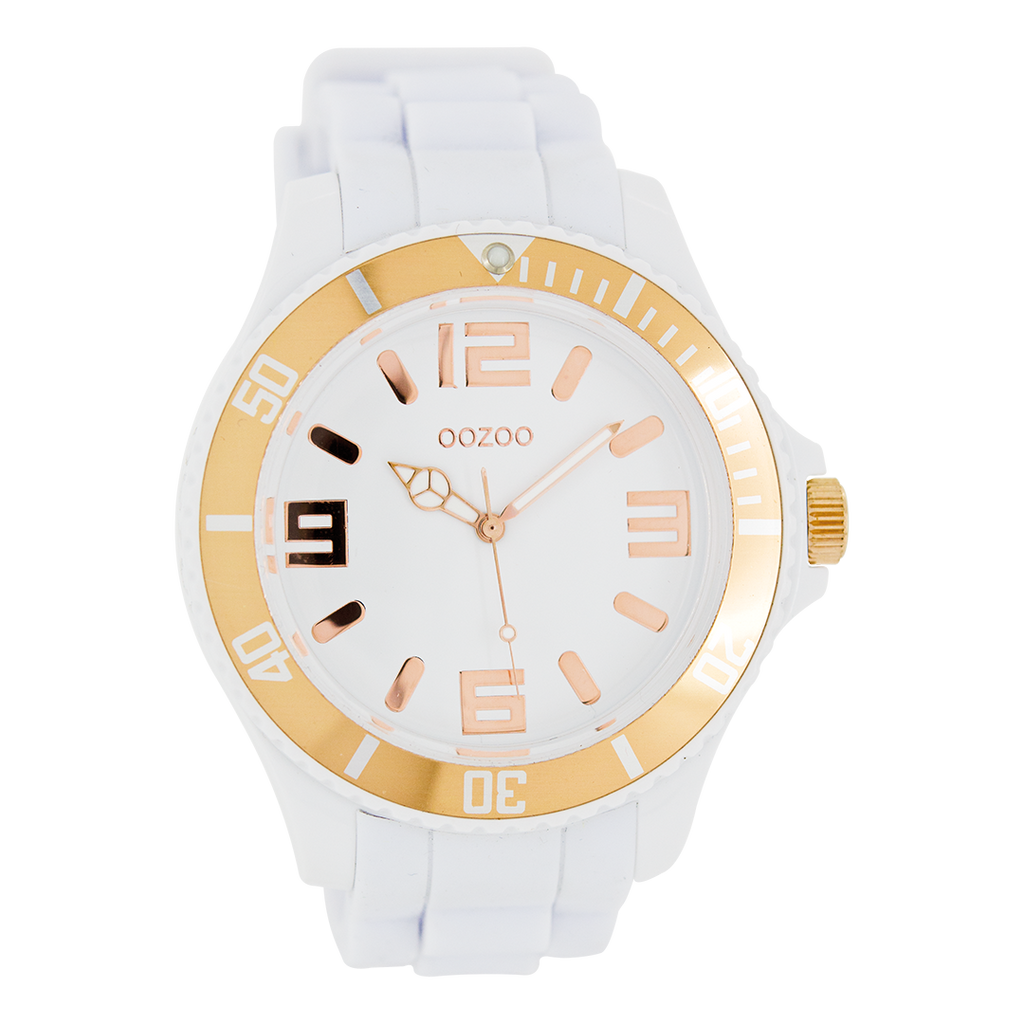 White OOZOO watch with rubber strap - C4161