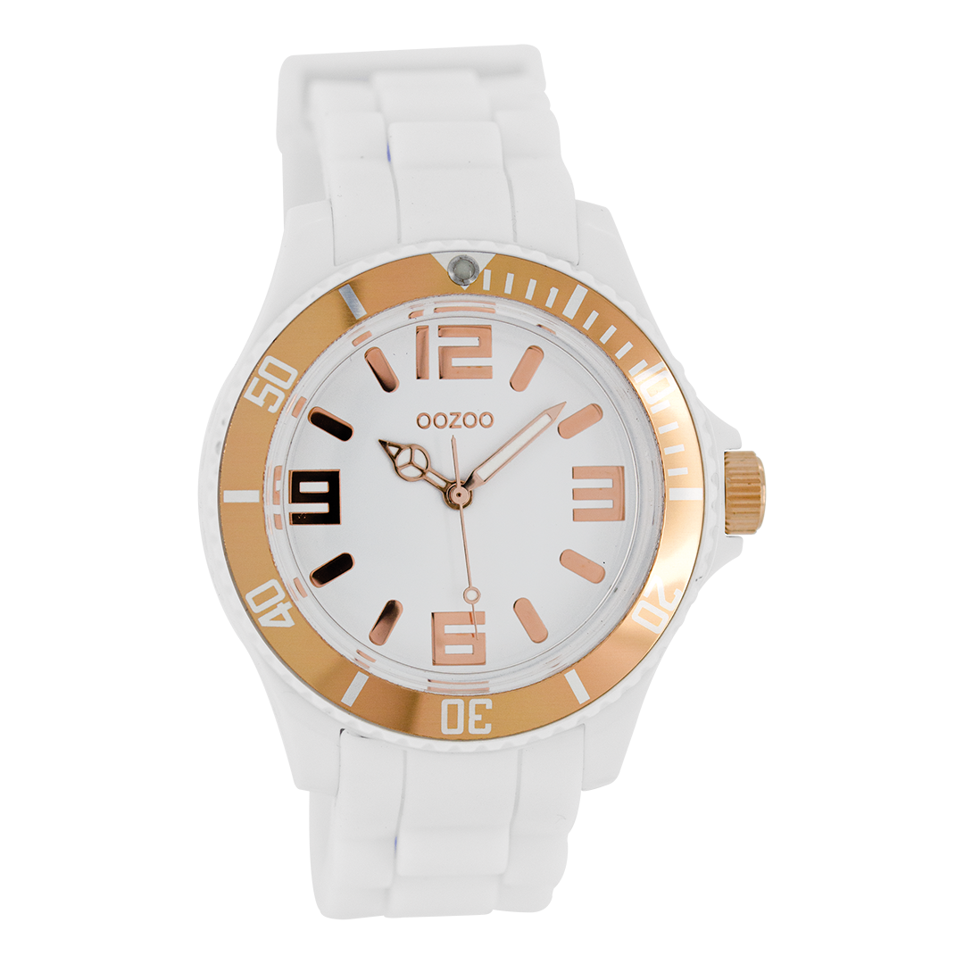 White OOZOO watch with rubber strap - C4171