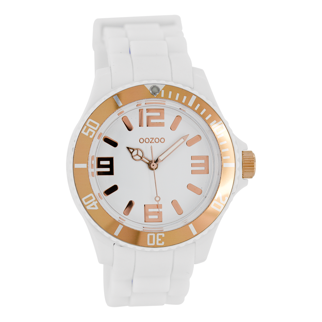 White OOZOO watch with rubber strap - C4171