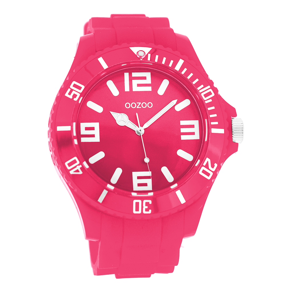 Fluo pink OOZOO watch with rubber strap - C4285