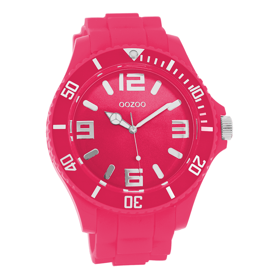 Fluo pink OOZOO watch with rubber strap - C4334