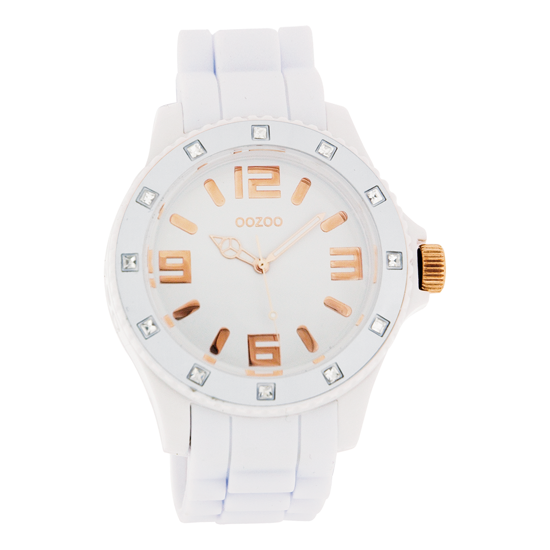 White OOZOO watch with rubber strap - C4357