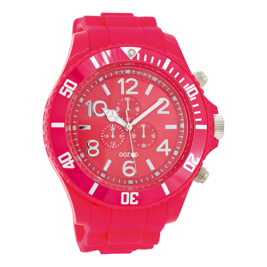 Fluo pink OOZOO watch with rubber strap - C4827
