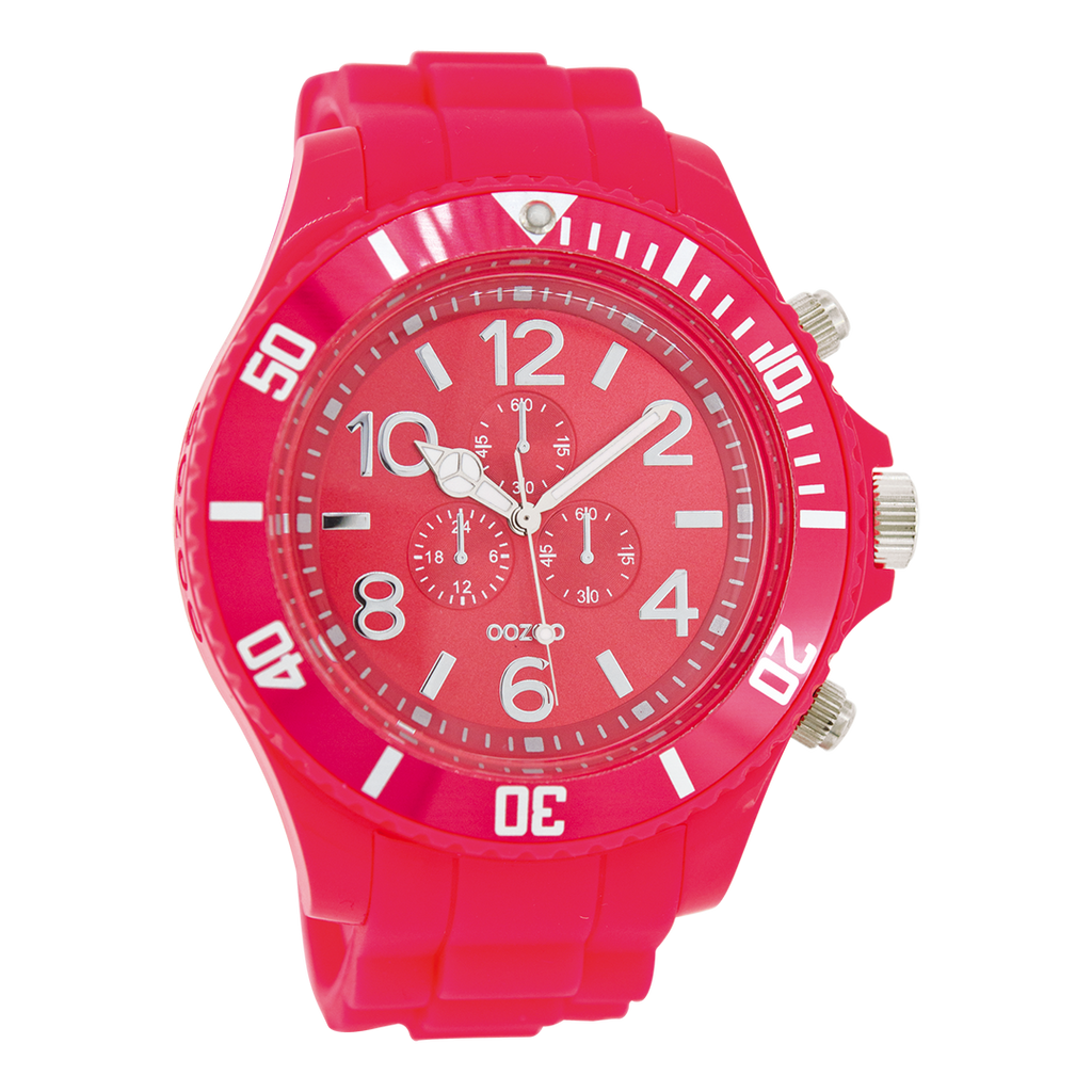 Fluo pink OOZOO watch with rubber strap - C4827