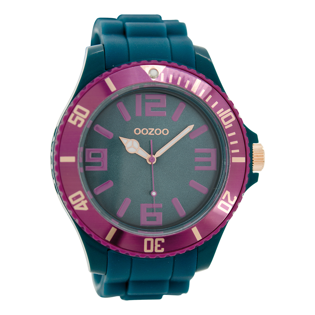 Aqua blue OOZOO watch with rubber strap - C5836
