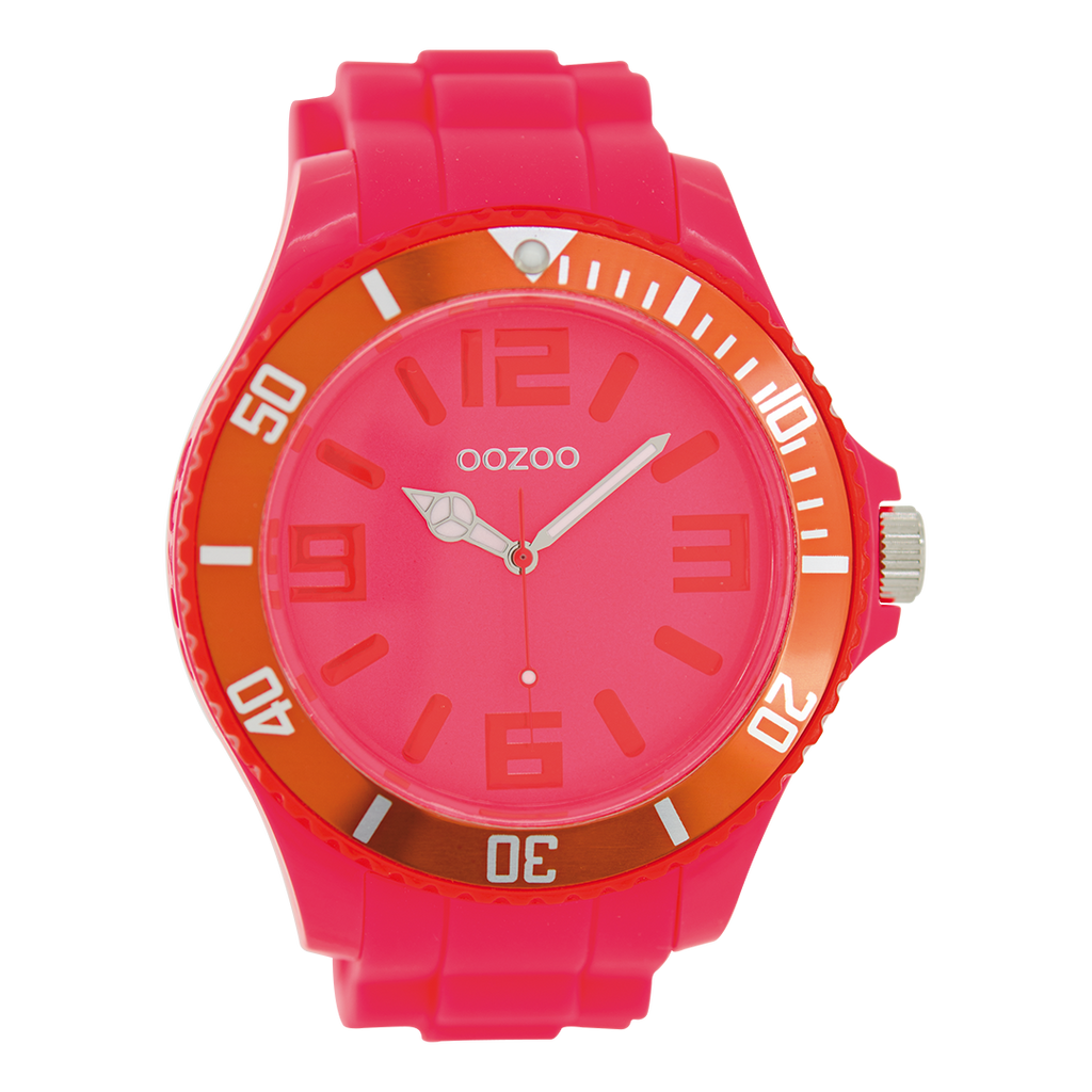 Fluo pink OOZOO watch with rubber strap - C5837