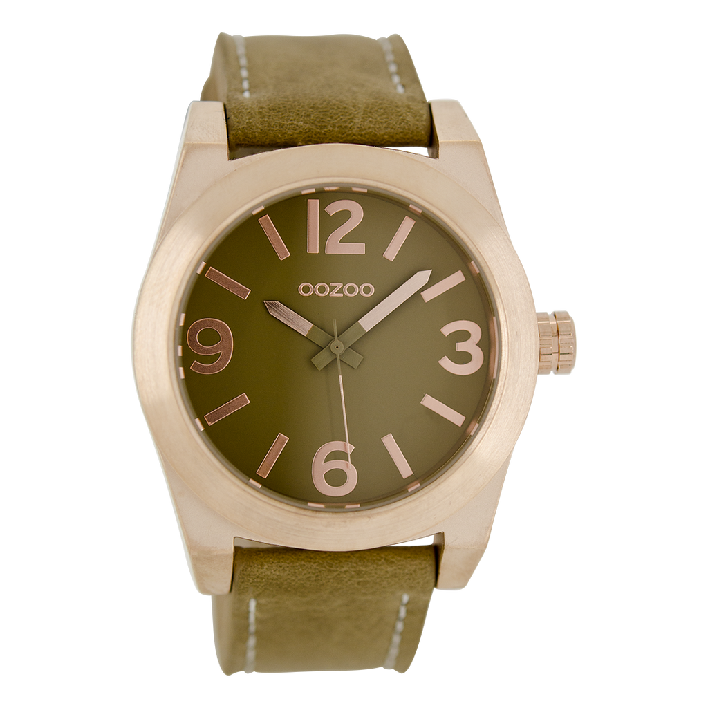Rose gold coloured OOZOO watch with camel leather strap - C6735