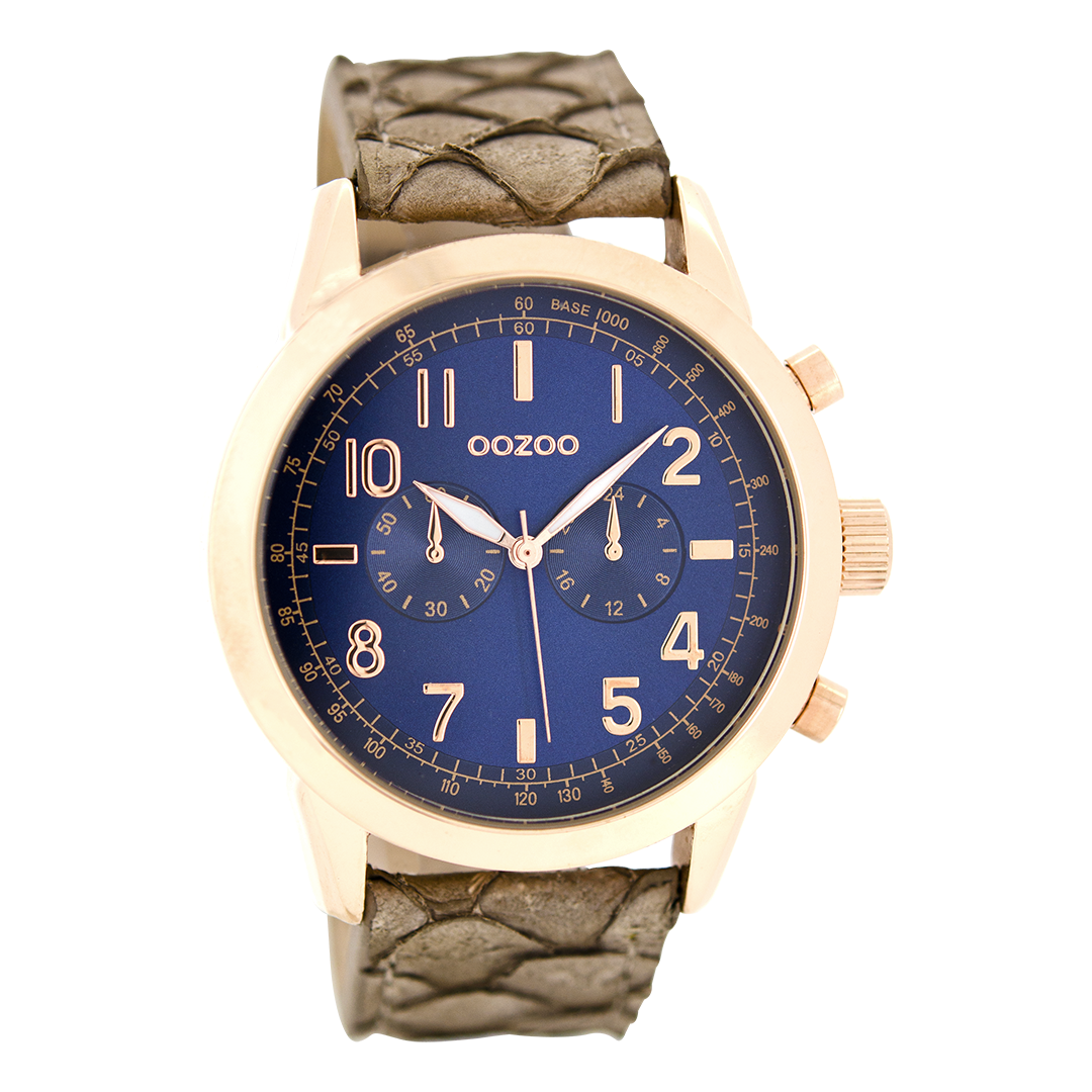 Rose gold coloured OOZOO watch with brown leather strap - C6887