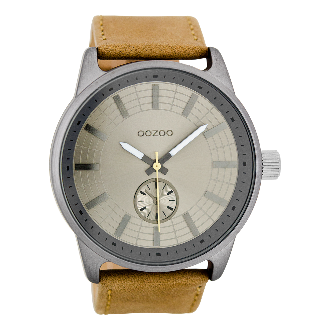 Titanium OOZOO watch with camel leather strap - C7820