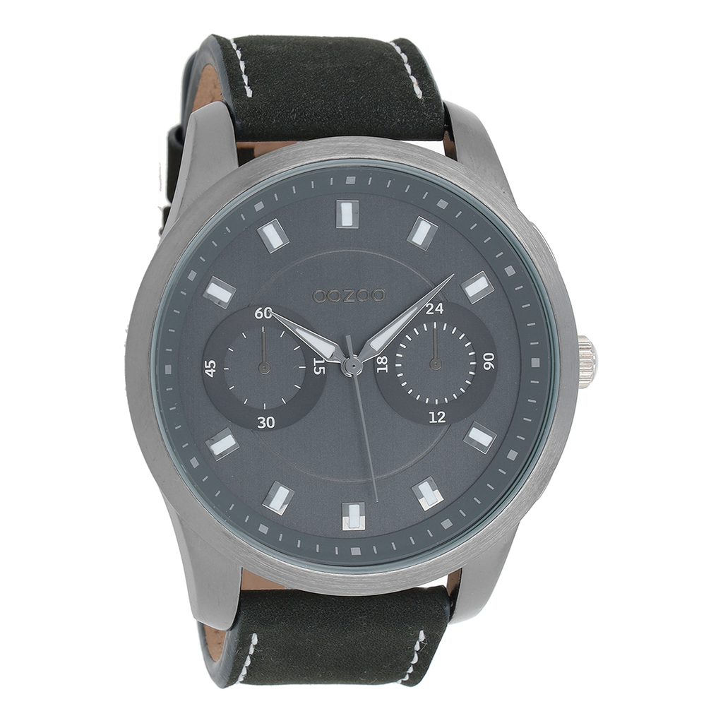 Titanium OOZOO watch with dark blue leather strap - C8207