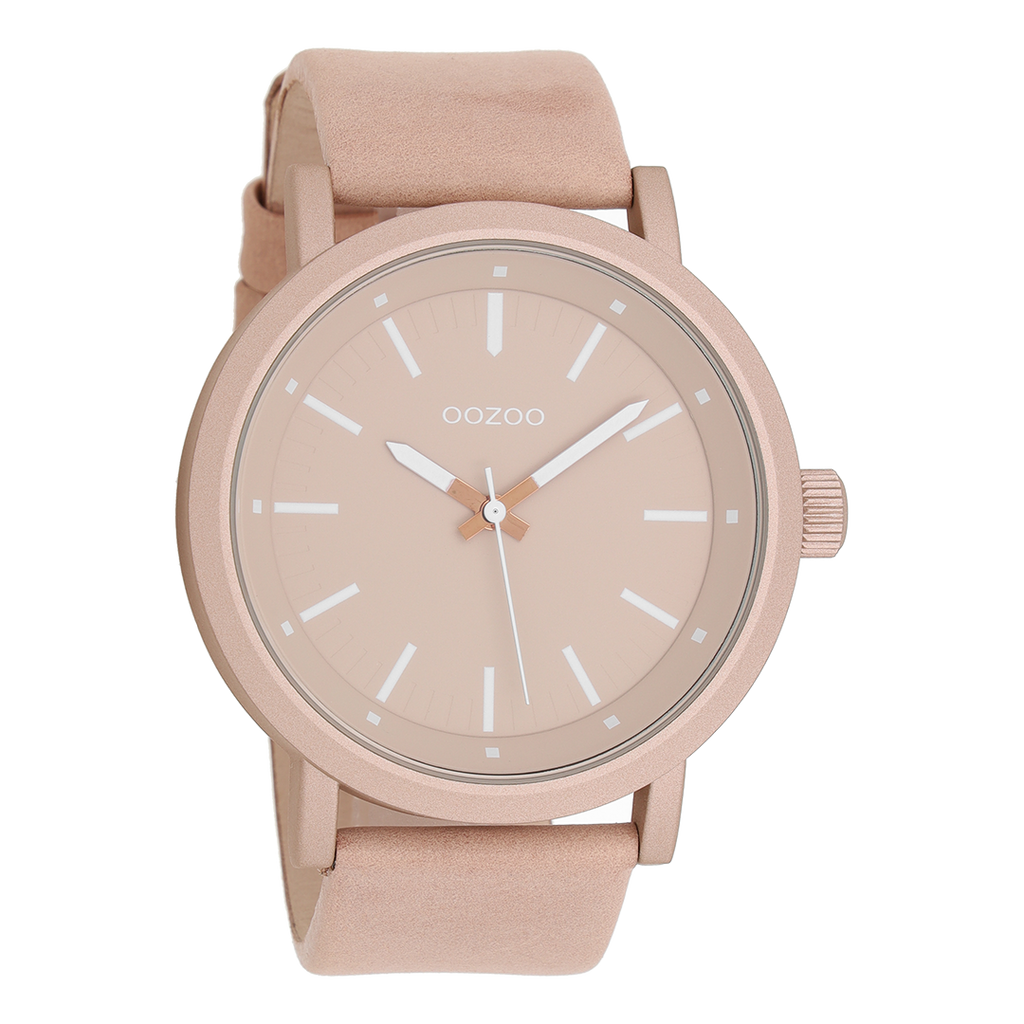 Pink grey OOZOO watch with pink leather strap - C8250