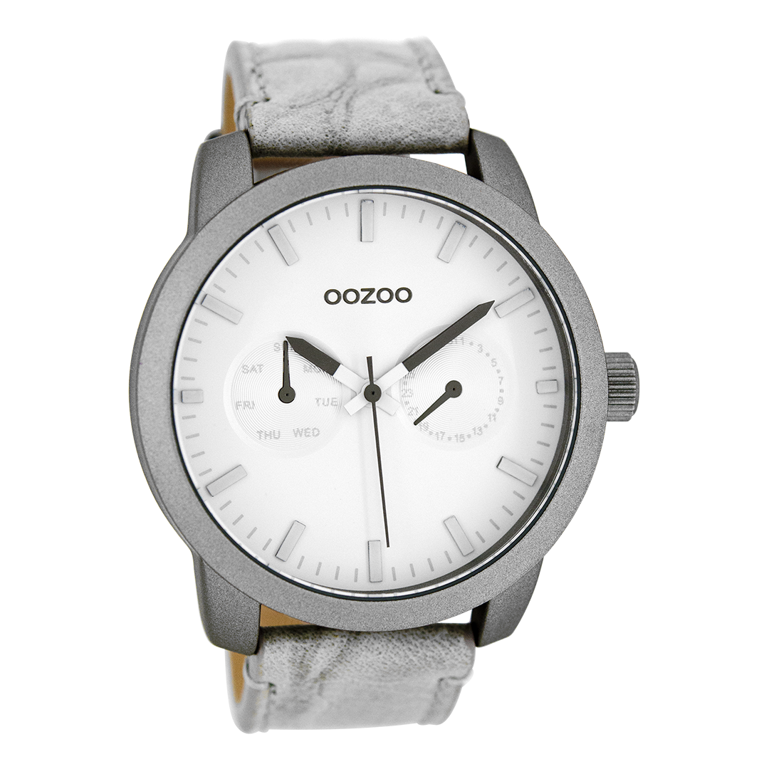 Grey OOZOO watch with leather strap - C8255