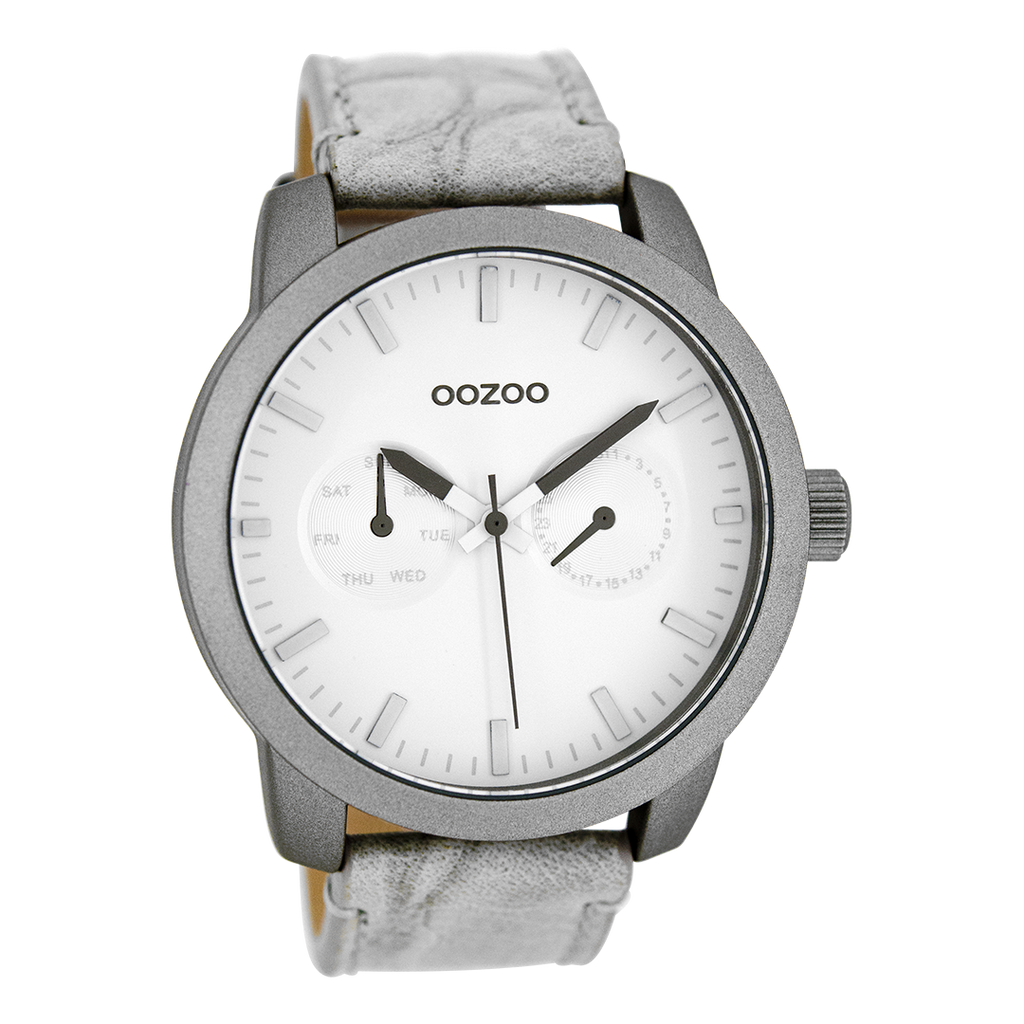 Grey OOZOO watch with leather strap - C8255