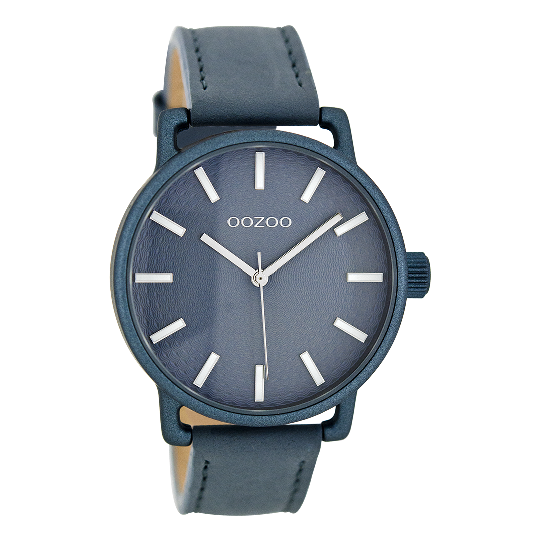 Blue OOZOO watch with leather strap - C8313