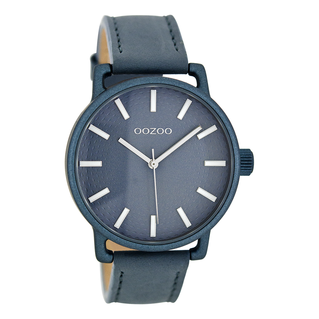 Blue OOZOO watch with leather strap - C8313