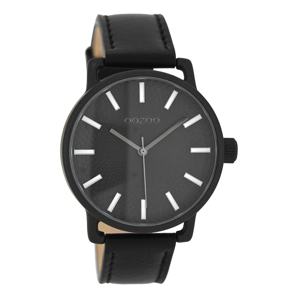 Black OOZOO watch with leather strap - C8314