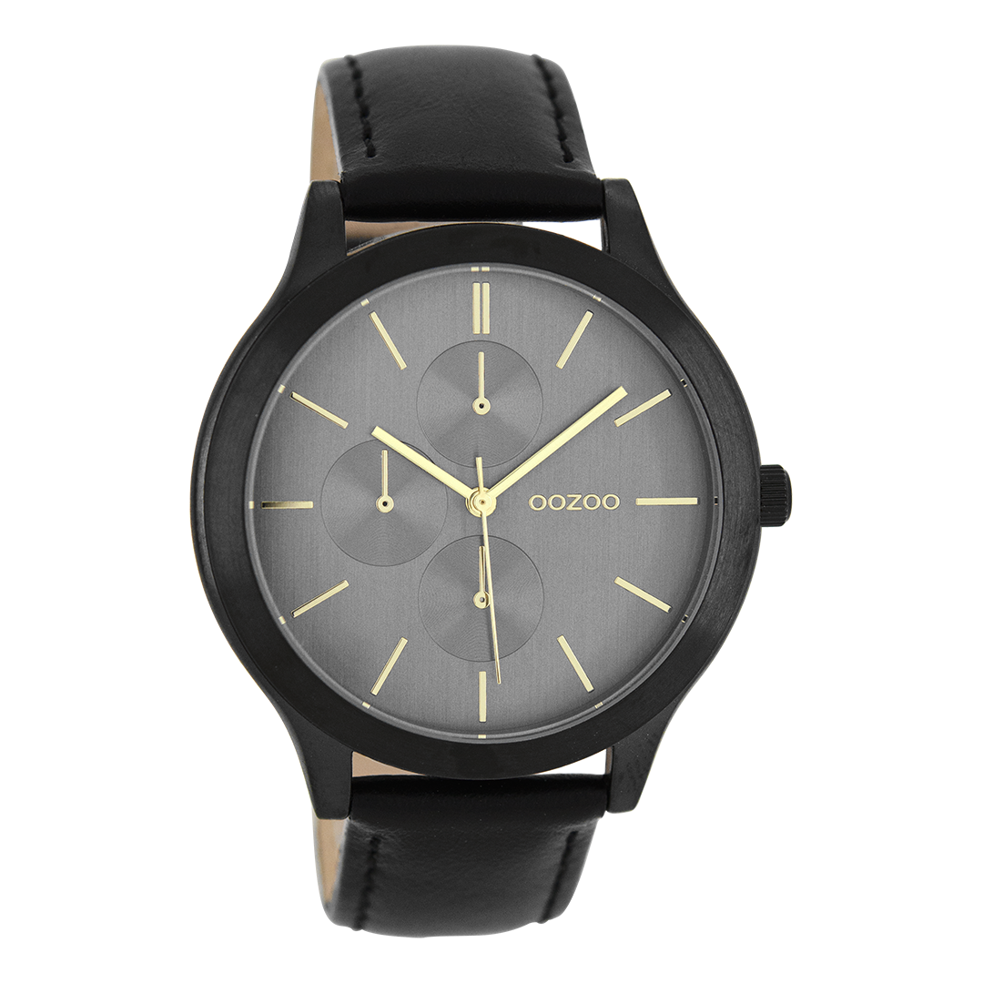 Black OOZOO watch with leather strap - C8374