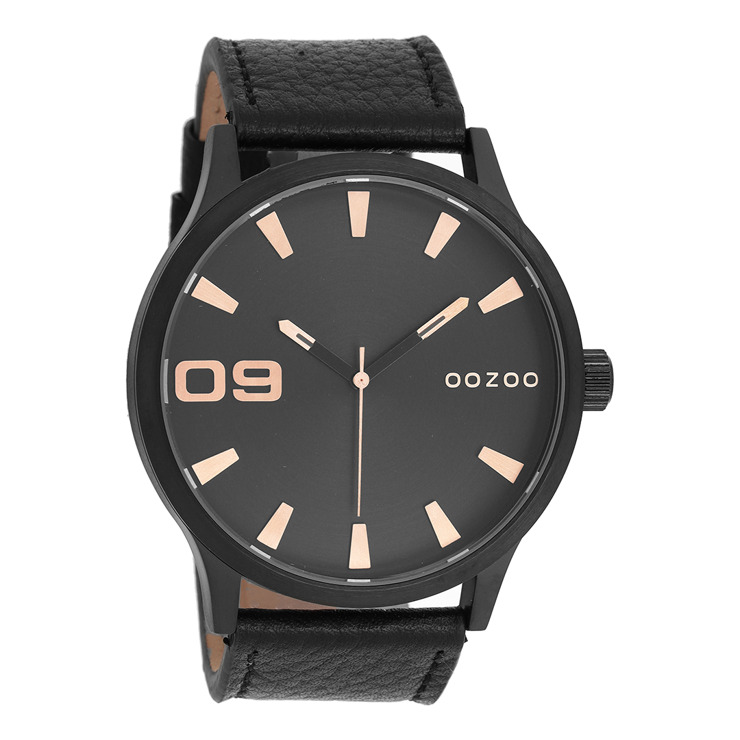Black OOZOO watch with leather strap - C8534