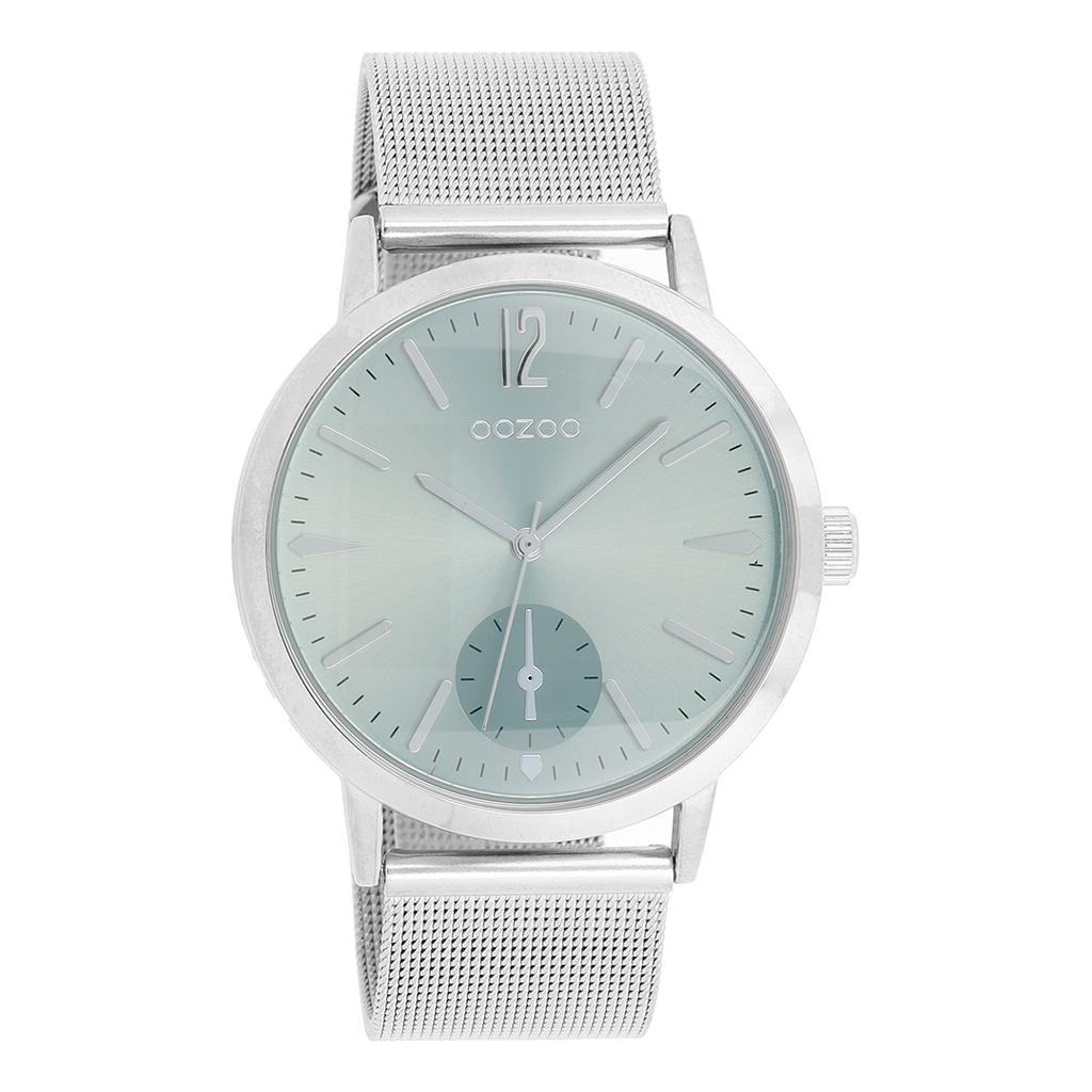 Silver coloured OOZOO watch with metal mesh bracelet - C8611