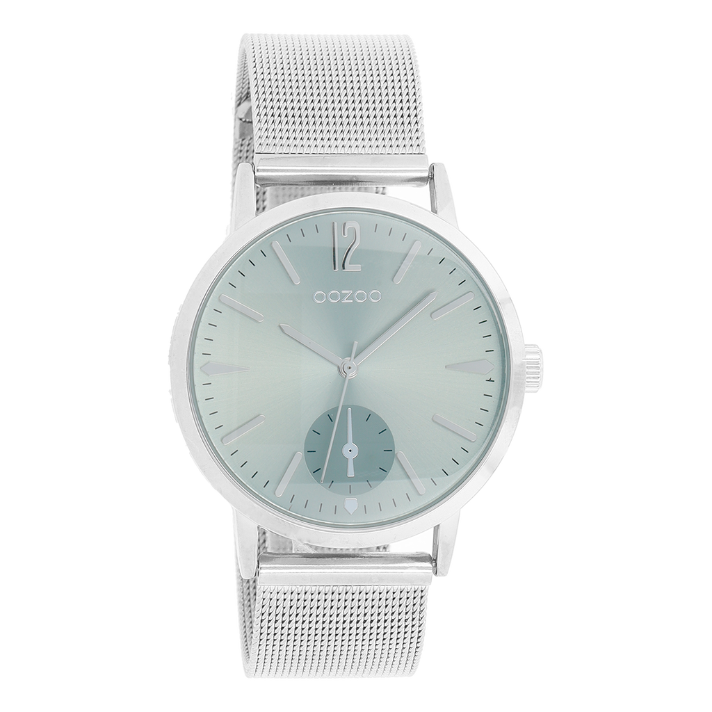 Silver coloured OOZOO watch with metal mesh bracelet - C8616