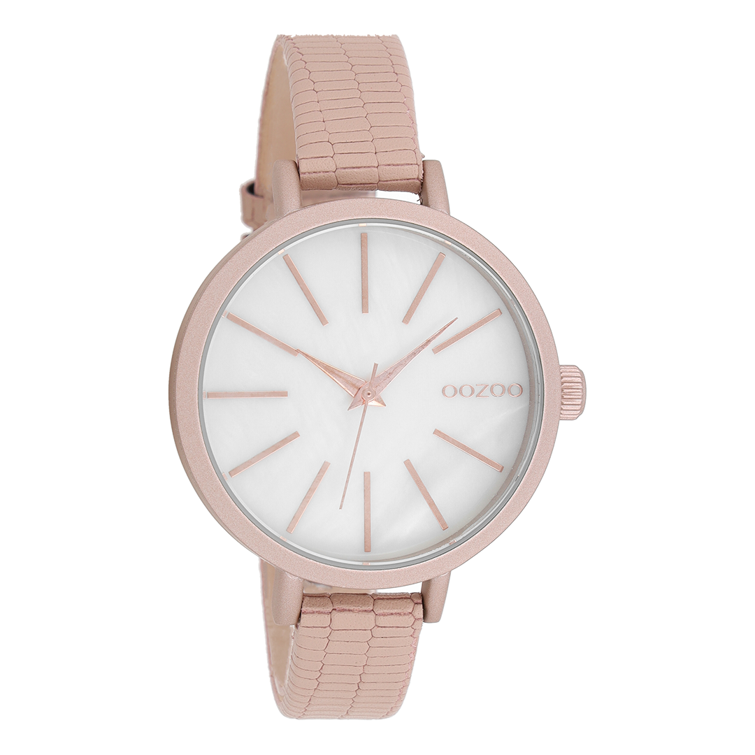 Pink grey OOZOO watch with leather strap - C8666