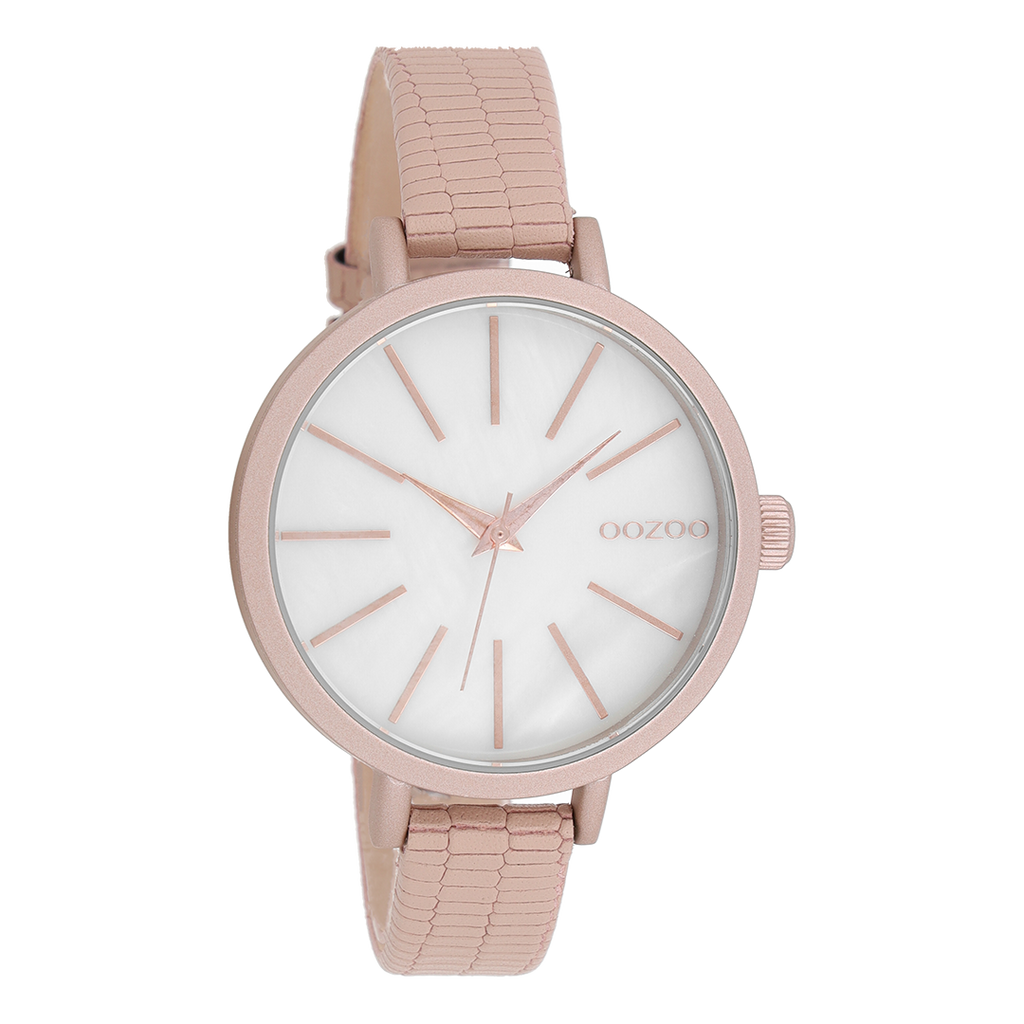 Pink grey OOZOO watch with leather strap - C8666