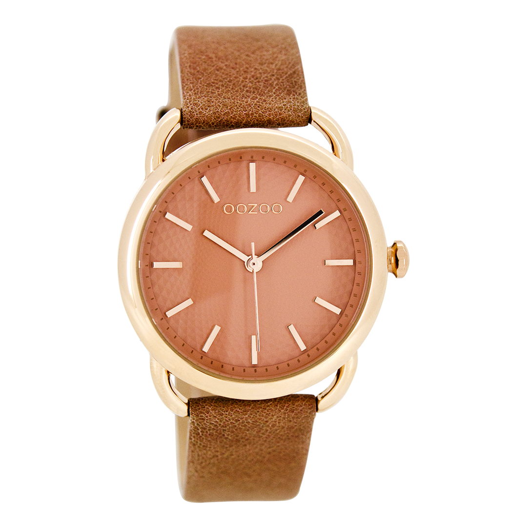 Rose gold coloured OOZOO watch with soft pink leather strap - C8718