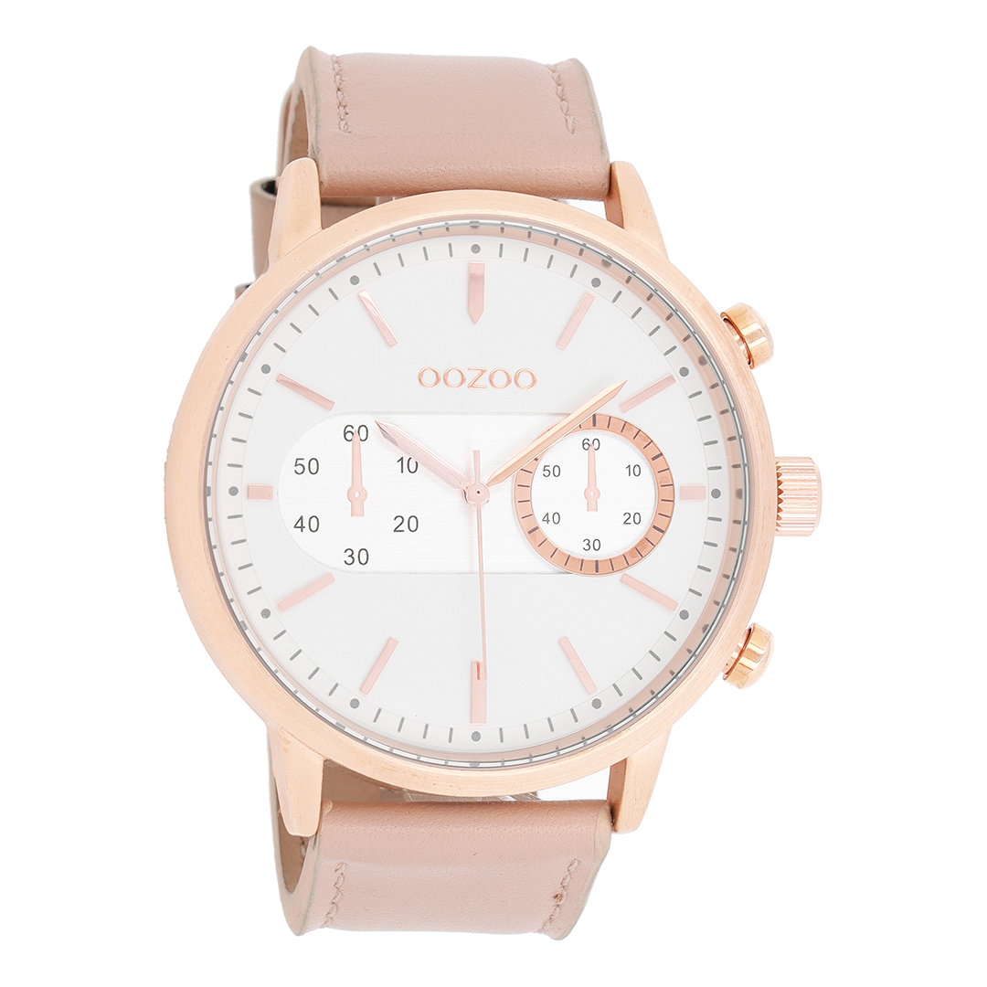 Rose gold coloured OOZOO watch with powder pink leather strap - C9056