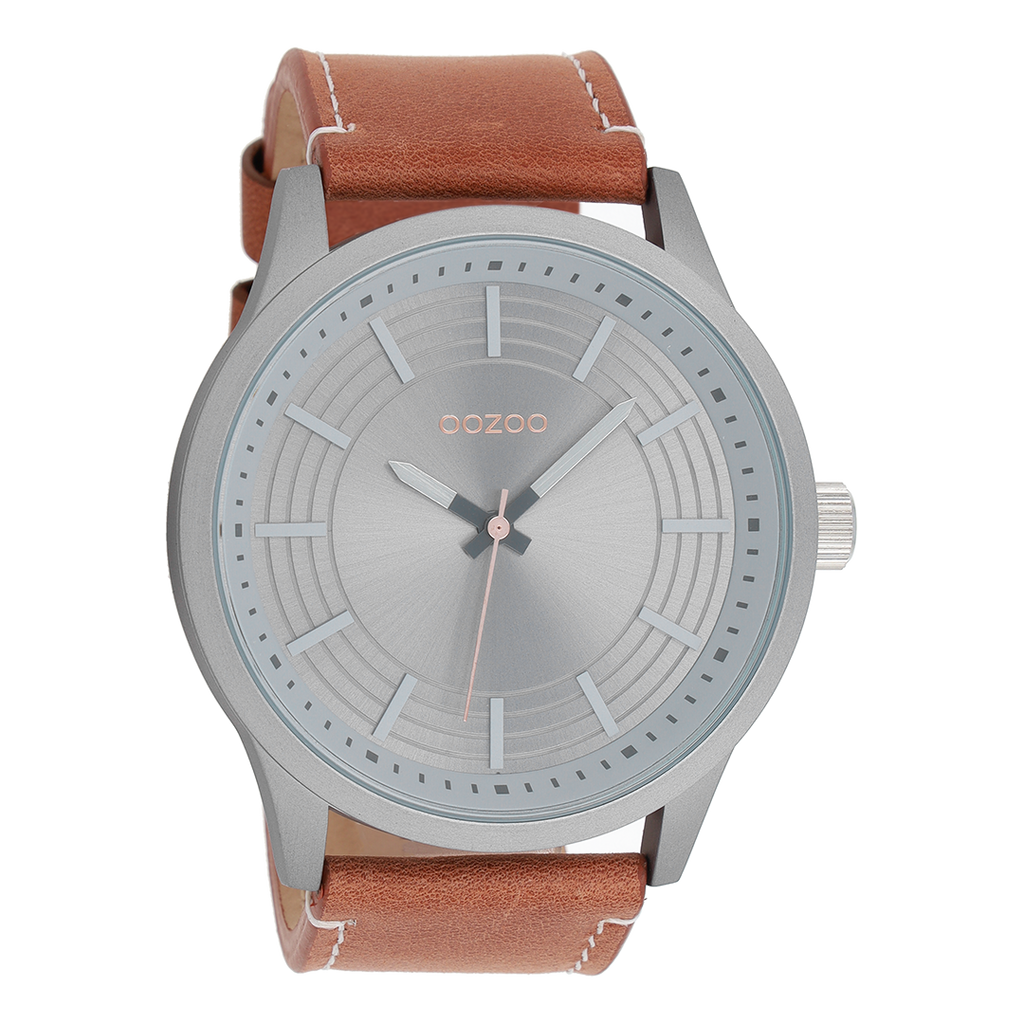 Titanium OOZOO watch with cognac leather strap - C9076
