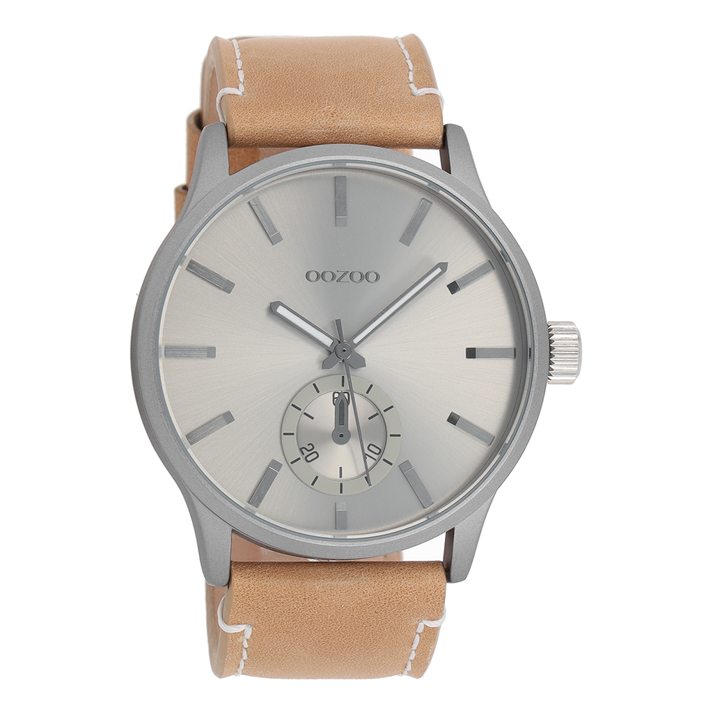Titanium OOZOO watch with sand leather strap - C9081