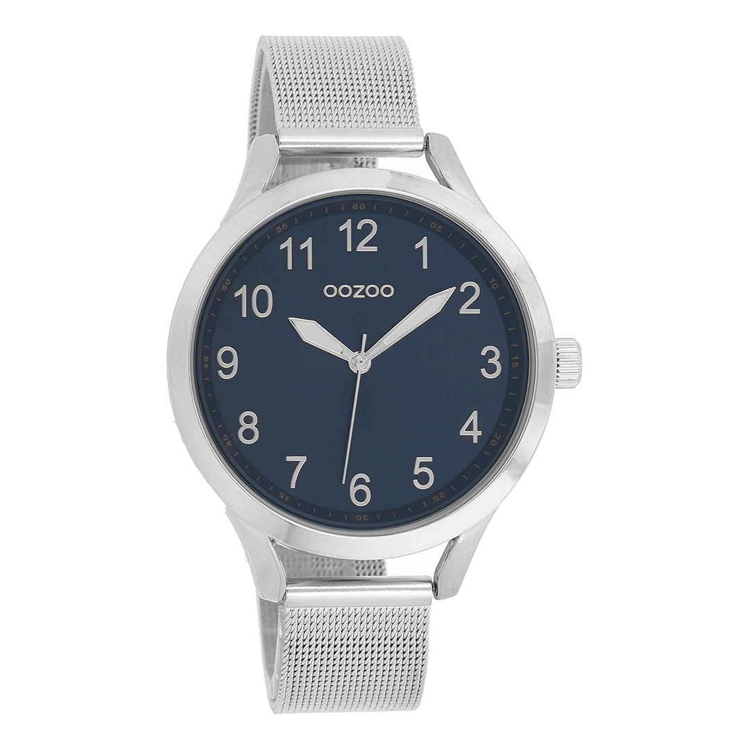 Silver coloured OOZOO watch with metal mesh bracelet - C9118