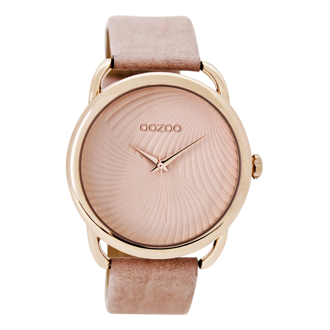Rose gold coloured OOZOO watch with pink grey leather strap - C9161