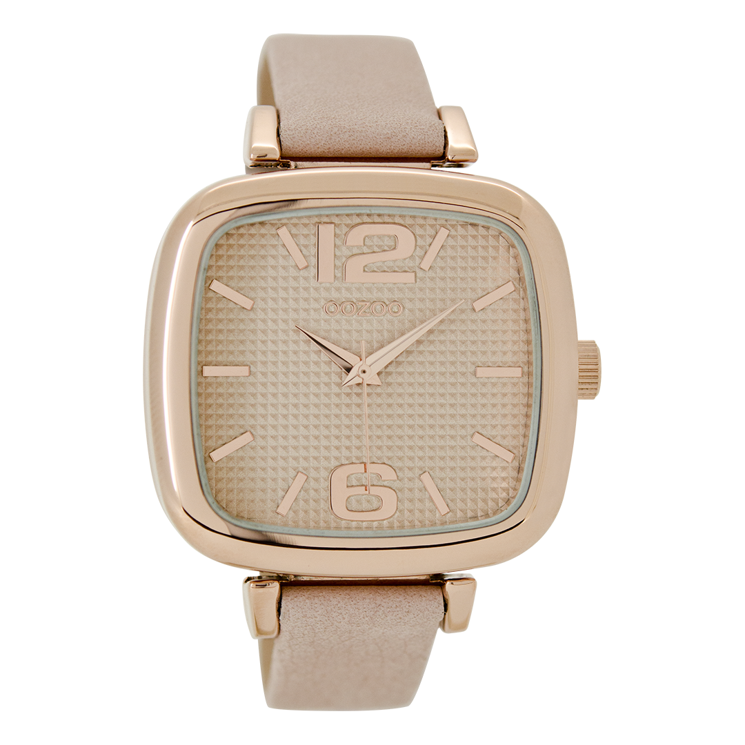 Rose gold coloured OOZOO watch with powder pink leather strap - C9181