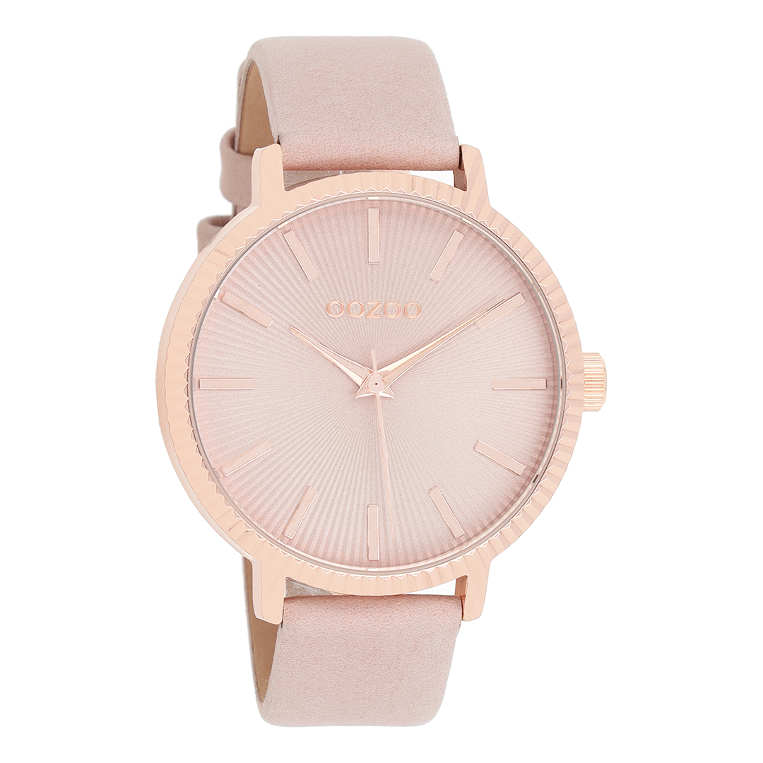 Rose gold coloured OOZOO watch with powder pink leather strap - C9196