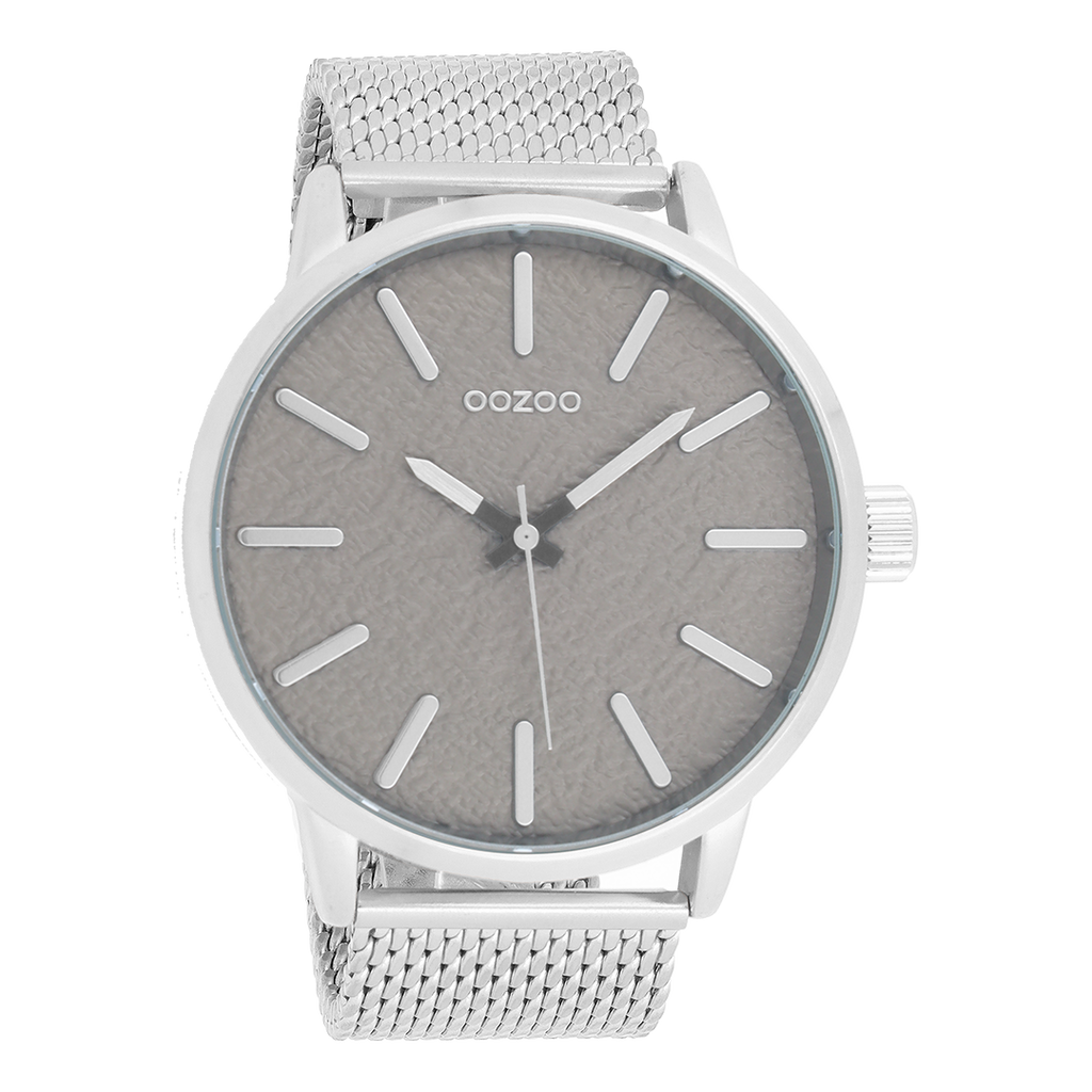Silver coloured OOZOO watch with metal mesh bracelet - C9230