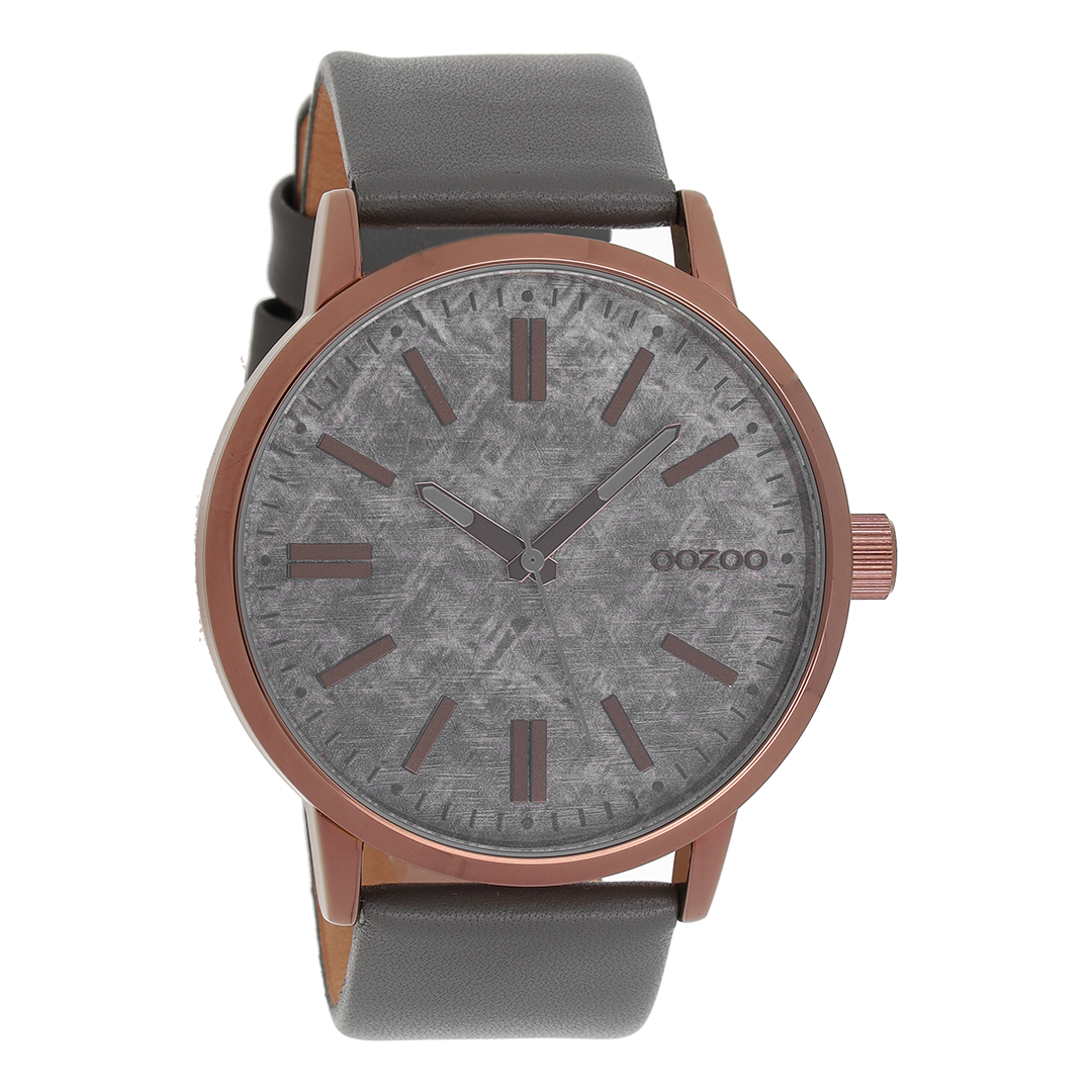 Brown OOZOO watch with elephant grey leather strap - C9408