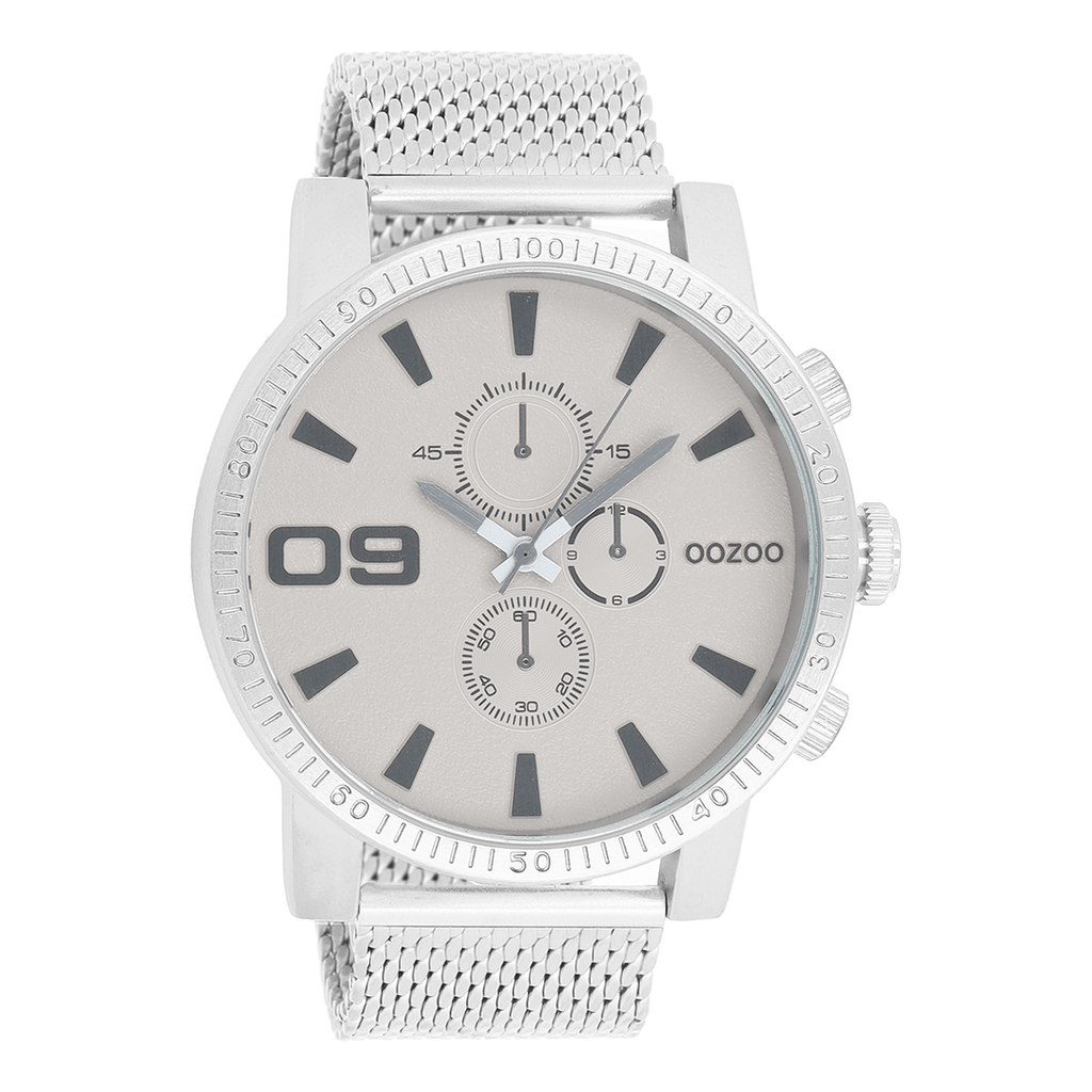 OOZOO Montre en couleur argent avec bracelet en mesh en couleur argent - C9436